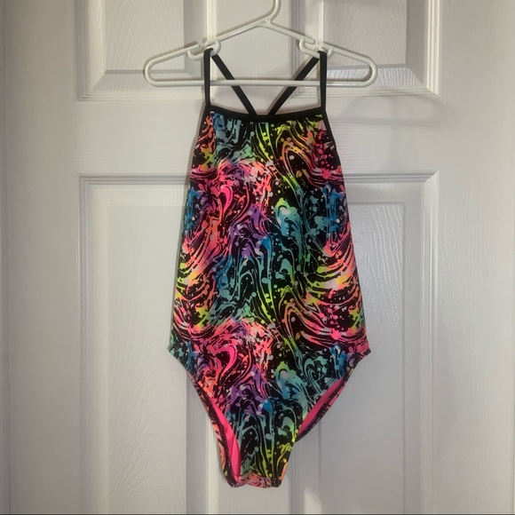 Wonder Nation Girls Bright Multicolor Print One Piece L - Picture 1 of 6